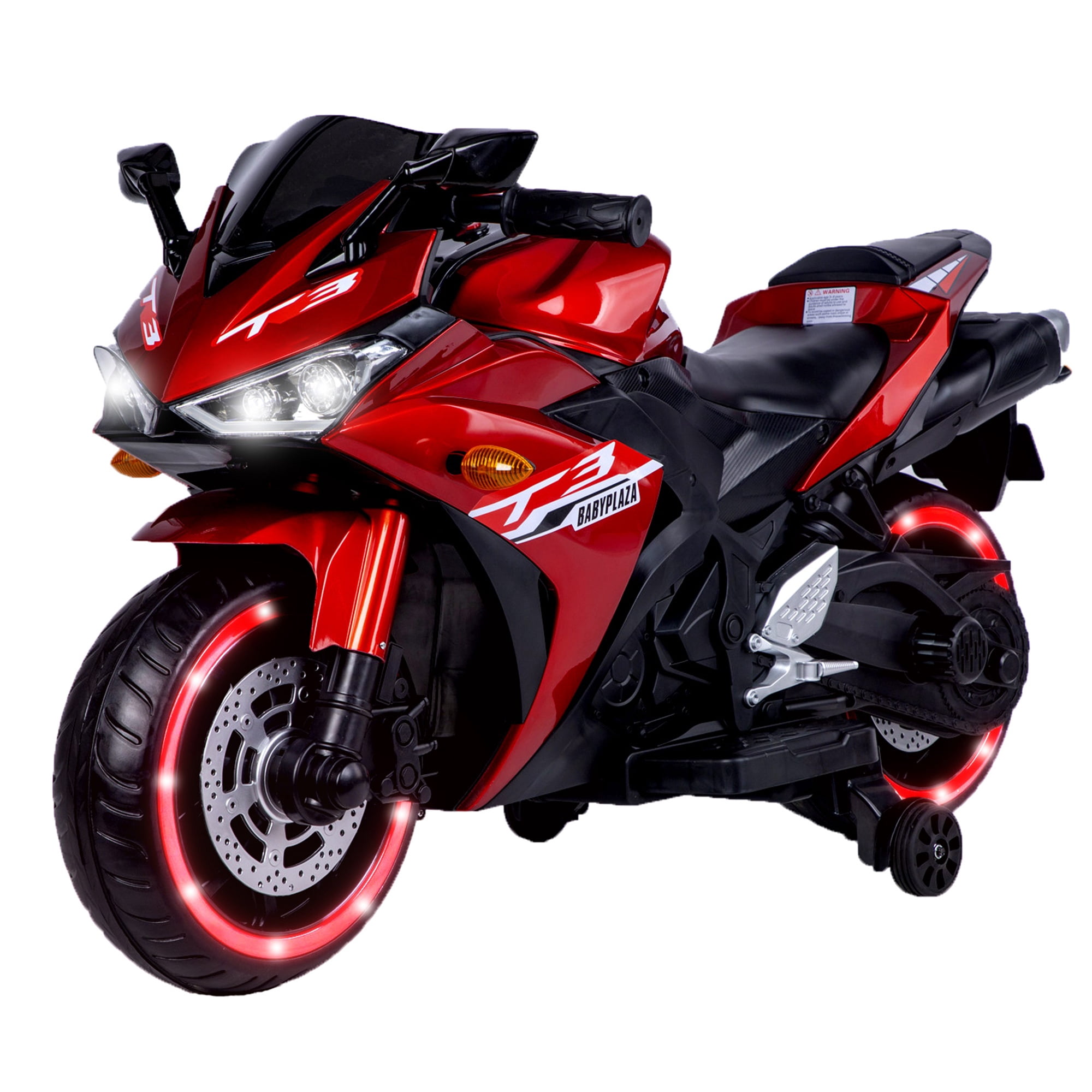 Kids Motorcycle For  3-8, 12V Battery Powered Bike Electric Motorbike, Ride on Toys Training Wheels/manual throttle/ drive by hand /Lighting wheels