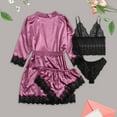 thumbnail image 4 of Lindreshi Lingerie Sets for Women 2pc Set 4-Piece Women Garter Lingerie Set Robes Lace Bodysuit Deep-V Neck Underwear, 4 of 7