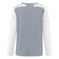 thumbnail image 3 of FcBaudy Hauts pour Femmes, Blouses & Chemises à Manches Longues Col Rond, Chemises pour Femmes Décontractées Col Rond Dentelle Ajourée Chandail Blouse T-shirt Hauts Blouse pour Femmes, 3 of 4
