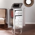 thumbnail image 5 of Bowery Hill Mirrored Jewelry Armoire in Matte Brushed Silver and Black, 5 of 10