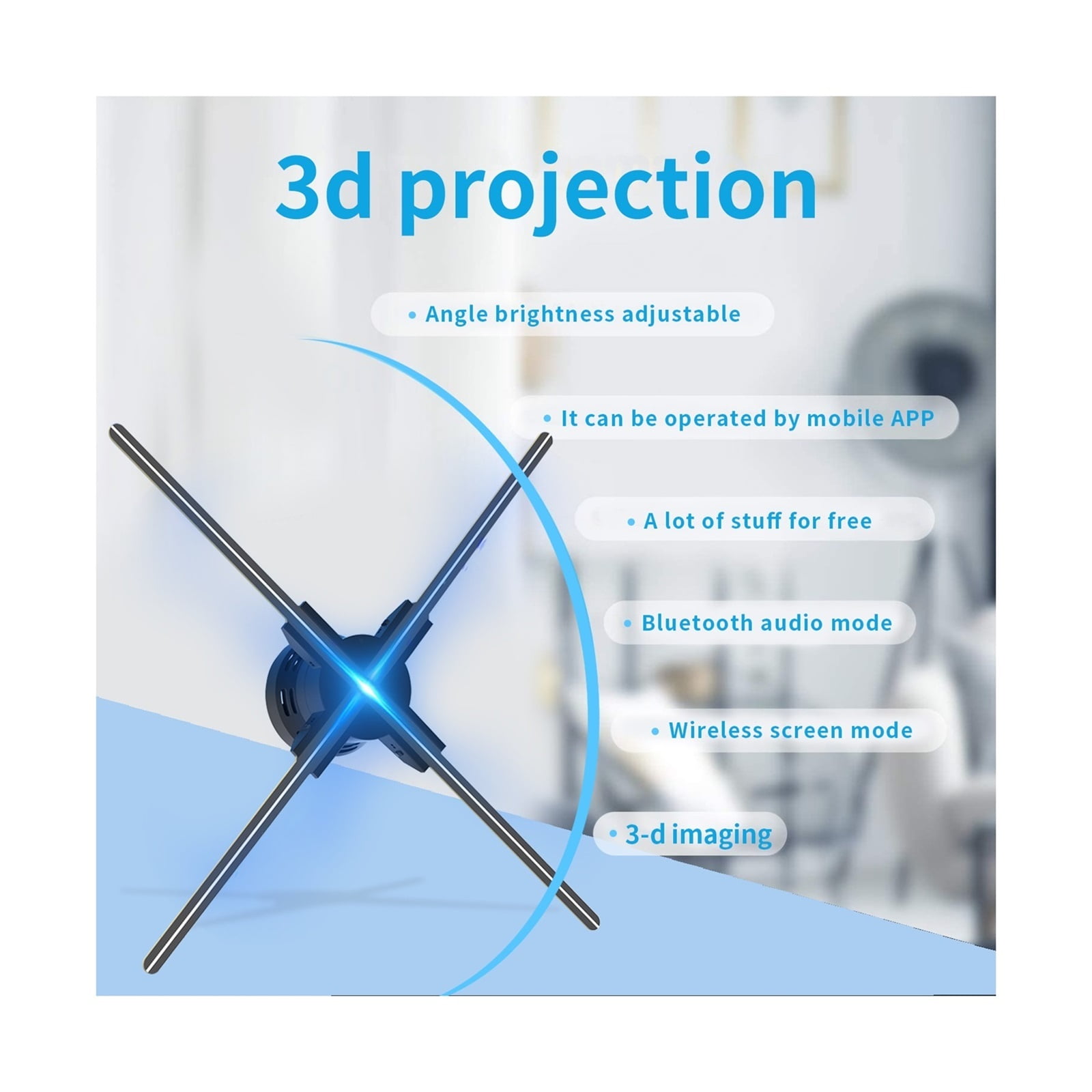 20.5 Inches 624 LED Lamp Beads 3D Hologram Projector Advertising Display Wall-mounted Advertising Machine Wifi Control With Audio ,Versatile And Practical