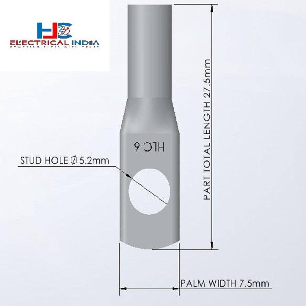 HLC Aluminum Lug | 6 mm² Wire Connector | Stud Hole | Heavy Duty Electrical Cable Lug | Crimp Type pack of 12