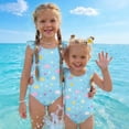thumbnail image 7 of Abcomgle 5t Swimsuit Girls Ruffled Stretchy One Piece Girls Swimsuit Cute Cloud&Stars Graphic Swimwear for Girls, 7 of 7