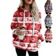 thumbnail image 4 of Sudadera de manga larga para mujer con cordón y estampado navideño con capucha para otoño e invierno Rojo XXL, 4 of 6