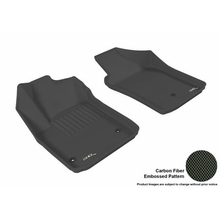 500 Carbon Fiber - 3D MAXpider 2012-2017 Fiat 500/ 500E Front Row All Weather Floor Liners in Black with Carbon Fiber Look
