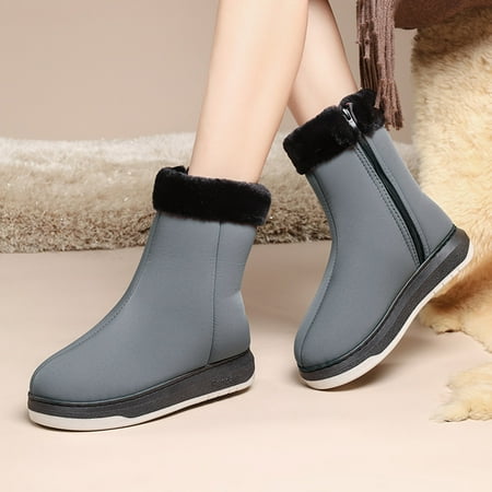 

TALKVE Women s Winter Cotton Shoes Thickened Velvet Solid Color Classic Casual Cotton Shoes Snow Boots