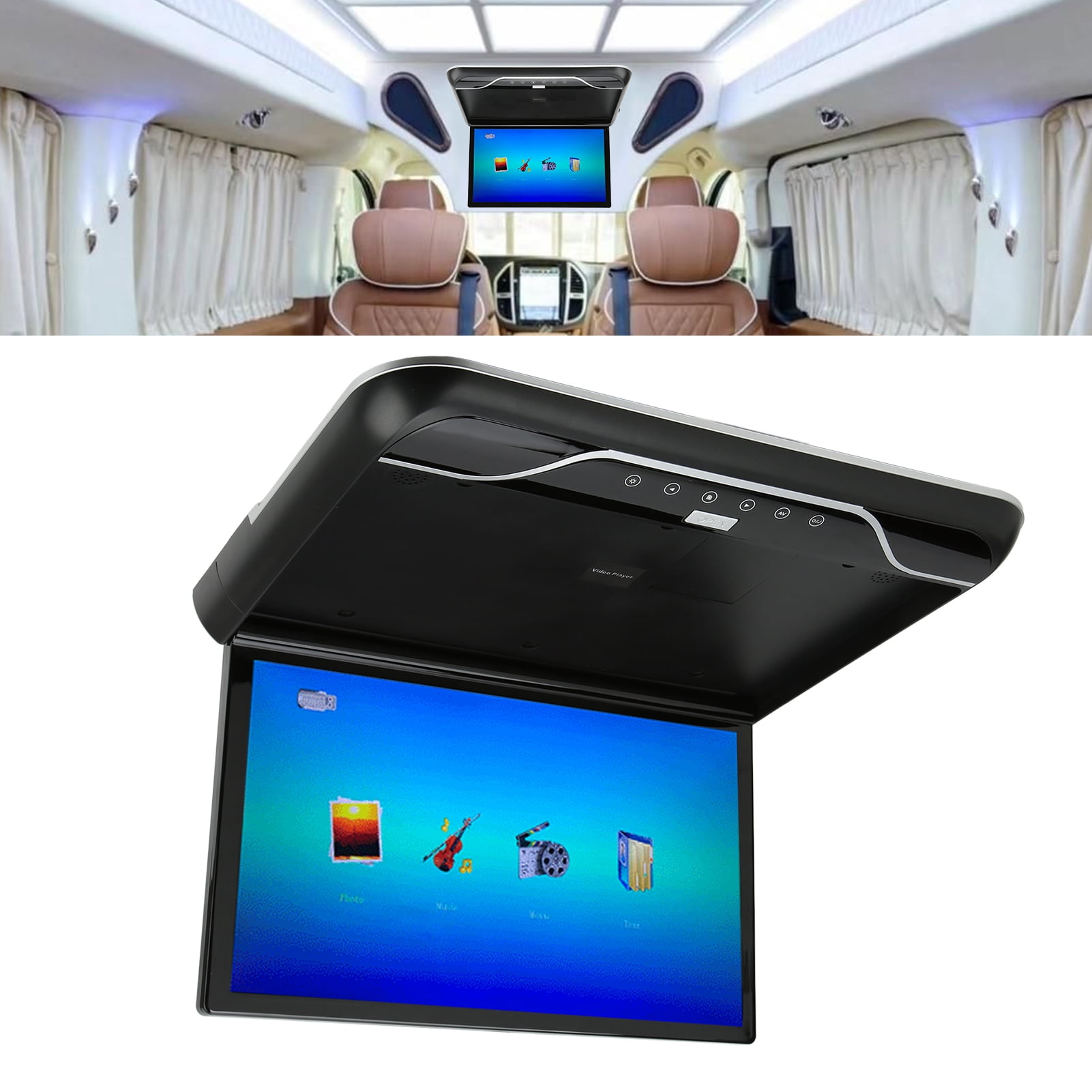 19 Inch Car Roofmount LCD Monitor, 1080P Flip Down Car TV Monitor