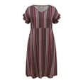 thumbnail image 4 of GRACE & GRANDEUR Vestido de Talla Grande para Mujer, Estilo Boho, Floral, Fluido, Cuello en V, Con Mangas Voladas, Vestido Midi Casual con Bolsillos 1X Rojo Baya, 4 of 5