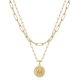 thumbnail image 1 of Collares con inicial de oro para mujeres y niñas, chapado en oro de 14 quilates, collar de cadena con eslabones de clip de papel, collares de oro con capas con inicial de moneda personalizada para, 1 of 5