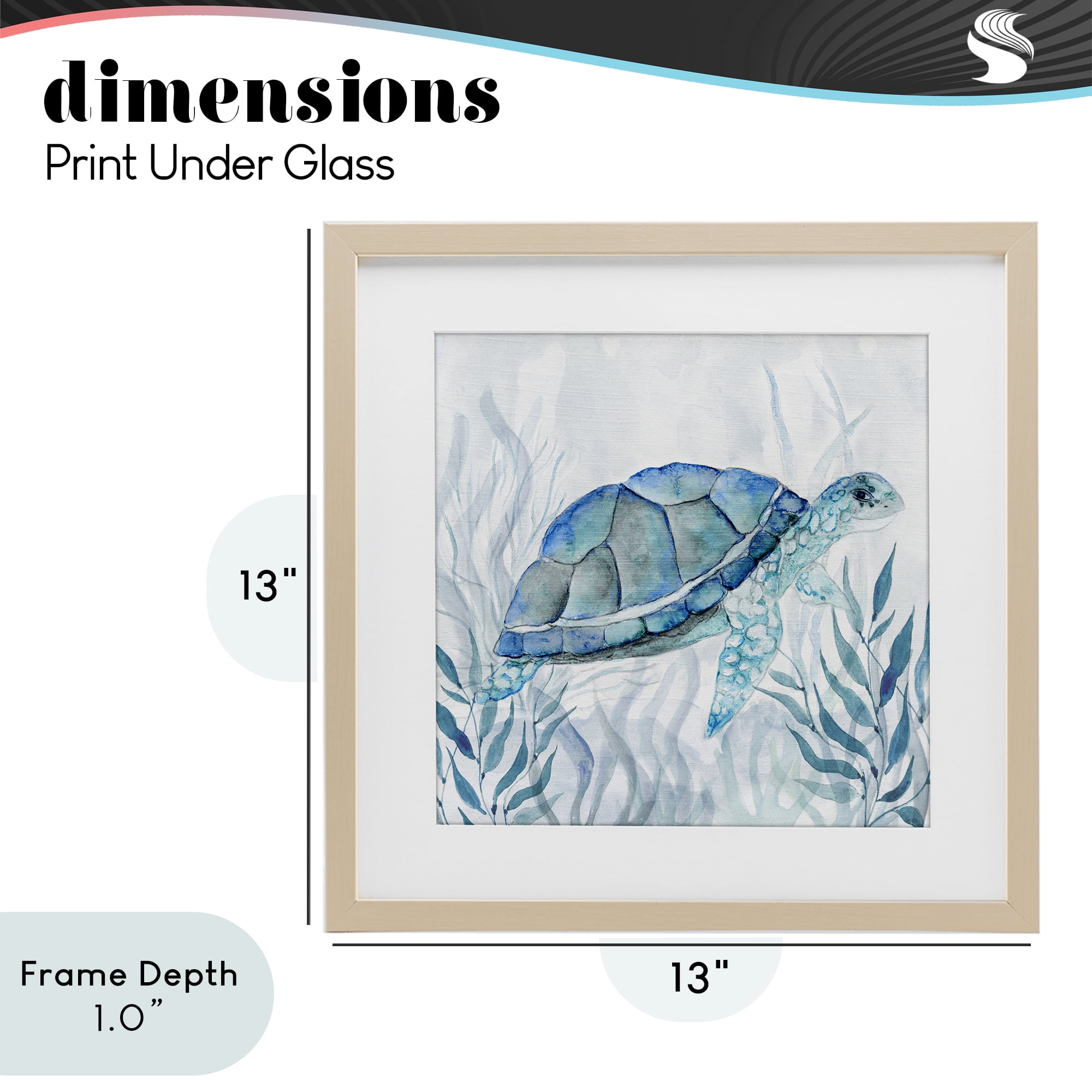 Stupell Industries Smiling Turtle Gaze Birch Framed Print Under Glass, design by Janet Tava