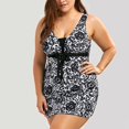 thumbnail image 2 of NIEWTR Women’s Ribbed One Piece Swimsuits Modest Swim Dress Tummy Control Adjustable Straps Bathing Suit with Pockets(Black,XXL), 2 of 7