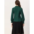 thumbnail image 4 of Blusa de trabajo Allegra K con cuello vintage y manga larga para mujer Verde Oscuro M, 4 of 5