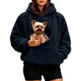 thumbnail image 4 of CAIVO Women Pet Carrying Hoodie Oversized Fuzzy Pullover With Dog Pouch Long Sleeve Drawstring Warm Casual Winter Tops Cozy Streetwear, 4 of 8