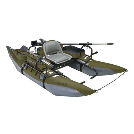 Electric Pontoon Boat - Classic Accessories Colorado XT Pontoon Fishing Boat, Sage/Grey