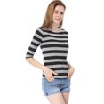 thumbnail image 2 of INSPIRE CHIC T-Shirt Décontracté Imprimé pour Femmes à Manches au Coude et Col Rond, 2 of 7
