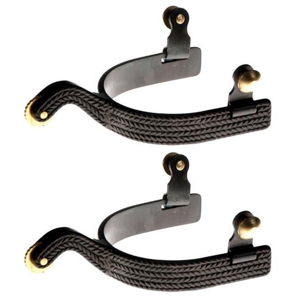 Jacks 11081 Black Steel Basket Weave Roping Spurs