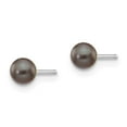 thumbnail image 2 of Real 14kt White Gold 3-4mm Black Round FW Cultured Pearl Stud Post Earrings; for Adults and Teens; for Women and Men, 2 of 3