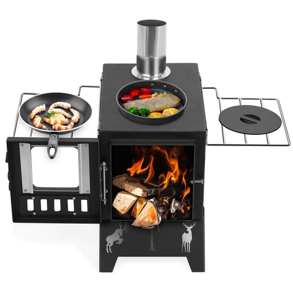 Queroig Wood Burning Stove, Folding Portable Wood Stove, Tent Stove for Heating, Camping Stove include Pipes