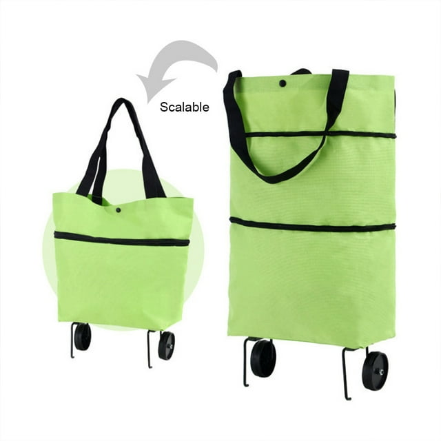 VONKY Cloth Shopping Bags Large Capacity Foldable And Portable Oxford Fabric And Metal Multifunctional green flowers 1Set