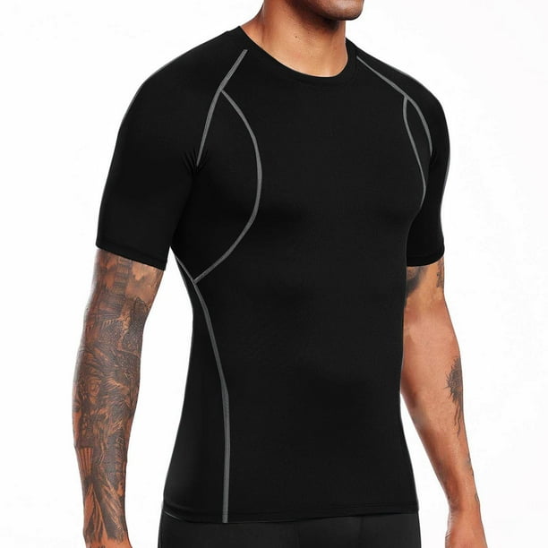 Tops para hombre, blusas y camisas de manga corta con cuello redondo para hombre, blusas deportivas informales elásticas de color liso para hombre, blusa de poliéster para hombre.