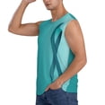 thumbnail image 3 of Fuzoiu a Teal Ribbonin Print Men's Sleeveless T-shirt,Sleeveless Tee Shirts,Quick-Dry Athletic Tank Top for Gym, Running, Sports & Outdoor Activities-X-Large, 3 of 7