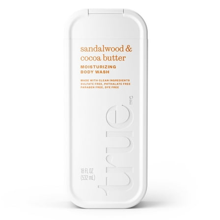 True Sandalwood & Cocoa Body Wash, Sulfate-Free, Moisturizing and Hydrating Formula for Women & Men, 18 fl oz