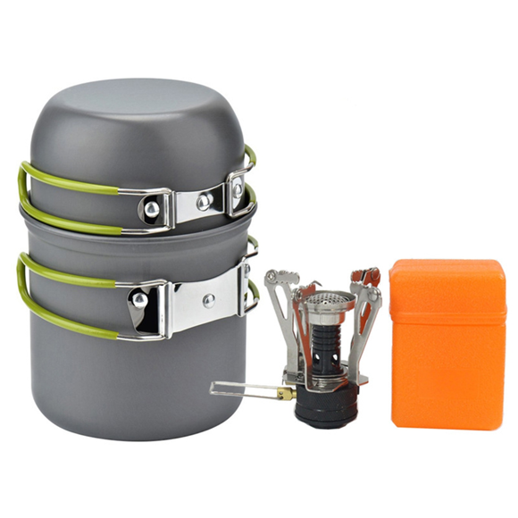Sale Camping Pots Cookware Set Portable Outdoor Cooking Tableware for Hiking Trekking Picnic Fishing Mountaineering,1 x Small Pot 1 x Black outdoor stove