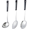 thumbnail image 1 of Juego de 3 cucharas para servir de acero inoxidable con cuchara ranurada, cuchara para servir y cucharas perforadas, cucharón para sopa, juego de utensilios de cocina., 1 of 5