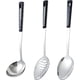 thumbnail image 1 of Juego de 3 cucharas para servir de acero inoxidable con cuchara ranurada, cuchara para servir y cucharas perforadas, cucharón para sopa, juego de utensilios de cocina., 1 of 5
