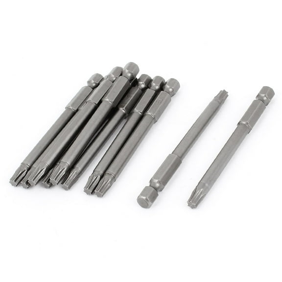 Unique Bargains Metal T25 Head 1/4' Hex Shank 75mm Long Magnetic Torx Screwdriver Bits Gray 10pcs
