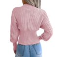 thumbnail image 4 of VISALY V Neck Pullover Sweater Ribbed Long Sleeve Tops Sweaters for Women Trendy Crewneck Long Sleeve Sweater Tops Fall 2024 Chunky Cable Knit Pullover Sweaters Sweater Shirts Pullovers Pullover Red M, 4 of 5