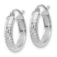 thumbnail image 2 of Primal Gold 14 Karat White Gold Diamond-cut 3.5mm x 17mm Lightweight Hoop Earrings, 2 of 4