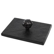 DecMode Black Marble Decorative Box with Black Knobs, 3 Count