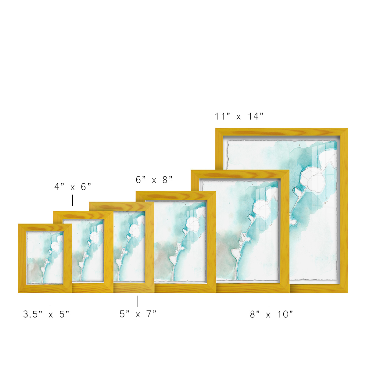 Ginkgo on Dusty Teal VII - Framed Print w/glass - Sunflower Yellow
