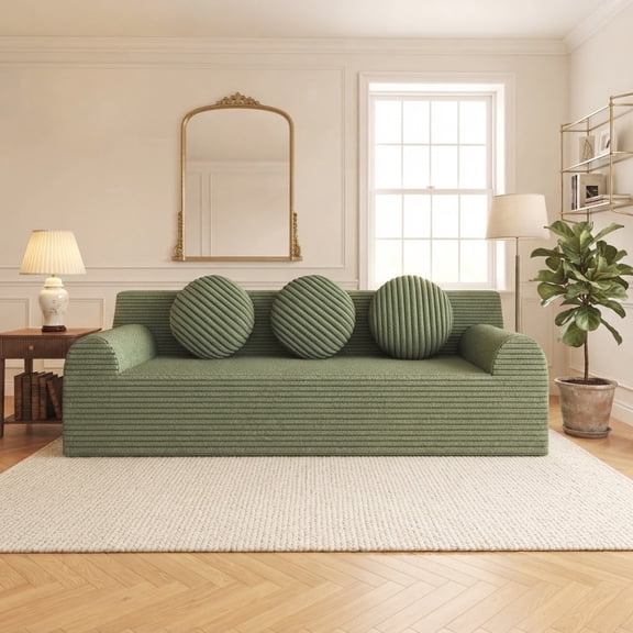 Danpinera Home 71" Modern Sage Green Corduroy Sofa, Deep Seat Comfy Loveseat, Modular Living Room Couch, No-Assembly