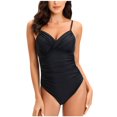 thumbnail image 1 of Women‘s One Piece Swimsuits Front Twist Monokini Bathing Suits Shirred Tummy Control Swimwear, 1 of 8