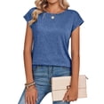 thumbnail image 3 of Womens Tops Summer Casual Cap Sleeve Tshirts Shirts Business Dressy Spring Fashion Outfits Trendy Clothes, XL, 3 of 6