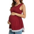 thumbnail image 3 of JuneFish Womens Maternity Tank Top Sleeveless Lace Crochet Trim Peplum Cami Shirts, 3 of 5