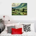 thumbnail image 5 of PIKWEEK  Framed Canvas Print Wall Art Pastel Valley Cow Farm Field Landscape Nature Wilderness Illustrations Fine Art Decorative Rustic Multicolor for Living Room, Bedroom,12*16inch/16*20inch, 5 of 6