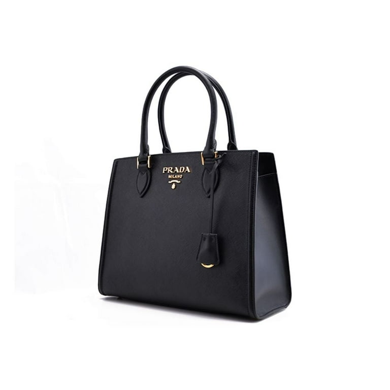 Prada Saffiano Lux Black Medium Satchel Handbag 1BA227 - Walmart.com