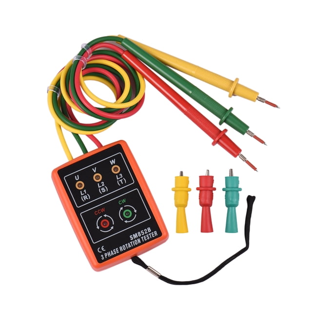 Instrumento de prueba de fase Probador de fase Probador portátil de rotación de 3 fases Medidor de secuencia de fase Indicador de orden de fase con zumbador LED 60V ~ 600VAC Comprobador de secuencia Irfora Instrumento de prueba de fase