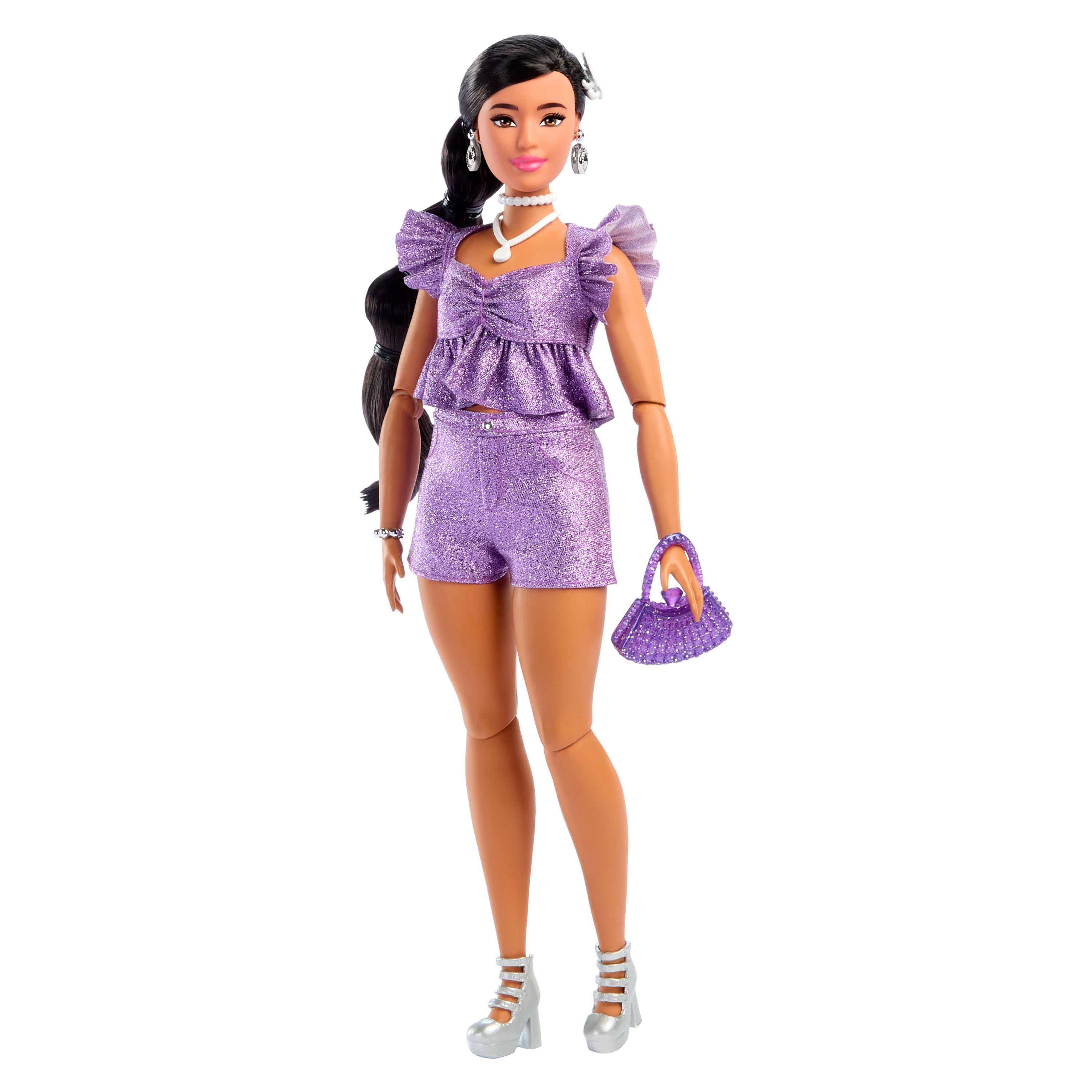 Barbie-Poupée Deluxe Style-avec haut violet métallisé et short
