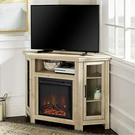 48 Wood Corner Fireplace Tv Stand, White Corner Fireplace Tv Stand For 60 Inch