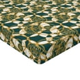 thumbnail image 4 of Ambesonne Vintage Fitted Sheet, Oriental Mandala Motif Art, Full Size, Hunter Green and Earth Yellow, 4 of 5