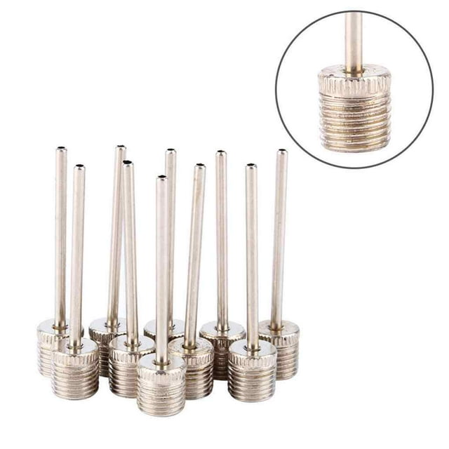 kurtrusly Pack of 10 Ball Inflating Needles Set Football Inflatable Pump Pin Stainless Steel Gym Bike Air Valve Nozzle Replacement