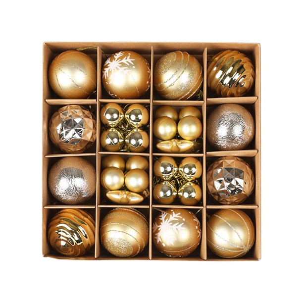 Juego de 36 bolas navideñas decorativas para manualidades, bolas redondas colgantes, adornos para Oro