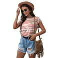 thumbnail image 2 of JWD Summer Ruffle Short Sleeve Knit Tunic Tops Shirts Tank Tee Blouse For Women, 2 of 6