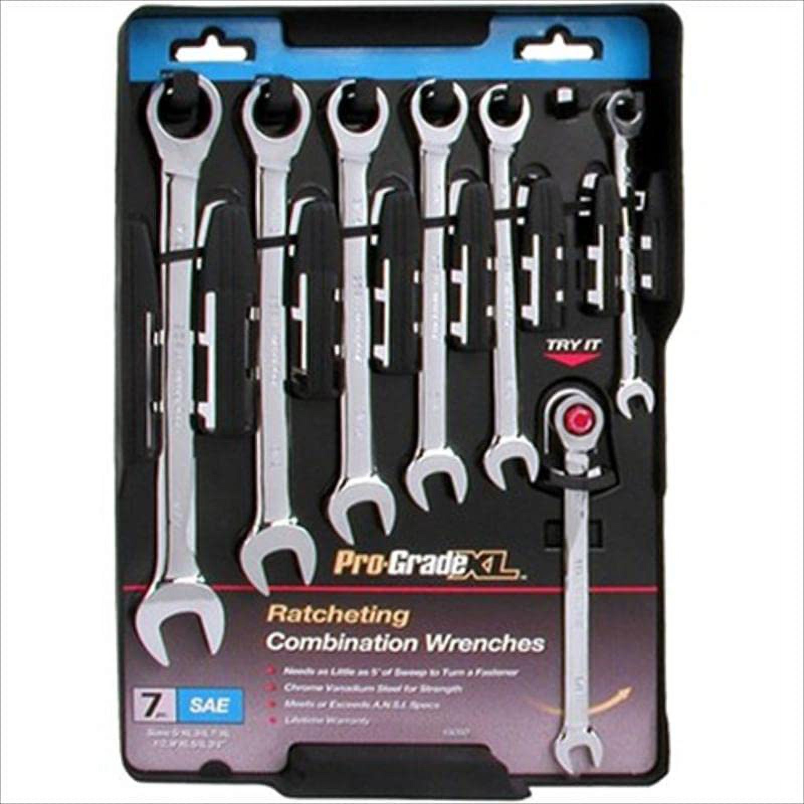 Pro-Grade SAE Ratcheting Combination Wrench Set 7-Piece Chrome Vanadium Steel, 18050