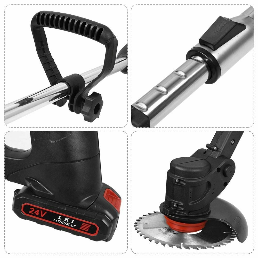 Cordless Weed Eater String Trimmer, Lightweight Push Lawn Mower ,24V Li-Ion Battery Powered for Garden and Yard