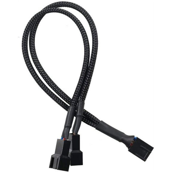 Ludlz PWM Fan Splitter Cable 1 to 2 Converter, Black Case Fan Splitter Cable, Case Fan Power Duplicator Converter, Dual Case Fan Power Adapter, 10.6 inch